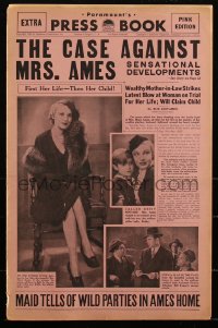 1y0074 CASE AGAINST MRS. AMES pressbook 1936 Madeleine Carroll, George Brent, ultra rare!
