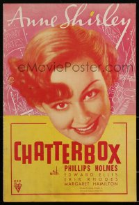 1y0075 CHATTERBOX pressbook 1936 Anne Shirley, small town actress who goes to Broadway, ultra rare!