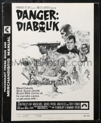 1y0080 DANGER: DIABOLIK pressbook 1968 Mario Bava, McCarthy art of John Phillip Law & Marisa Mell!