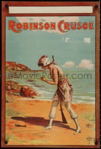 1z0020 ROBINSON CRUSOE 20x29 English stage poster 1913 art by Jim Affleck, ultra rare!