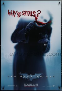 1z1164 DARK KNIGHT teaser DS 1sh 2008 great image of Heath Ledger as the Joker, why so serious?