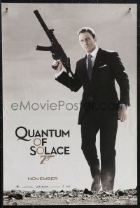 1z0047 QUANTUM OF SOLACE teaser mini poster 2008 Craig as Bond w/ silenced UMP submachine gun!