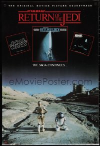 1z0062 RETURN OF THE JEDI 22x33 music poster 1983 different image of C-3PO and R2-D2!