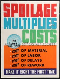 1z0029 SPOILAGE MULTIPLIES COSTS 17x22 motivational poster 1950s Elliott Service Company!