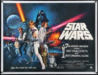 2a0677 STAR WARS linen British quad 1978 A New Hope, George Lucas, art by Tom William Chantrell!