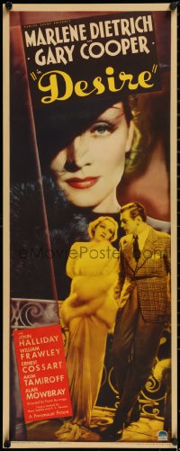 2a0363 DESIRE insert 1936 sexiest jewel thief Marlene Dietrich c/u & with Gary Cooper, ultra rare!