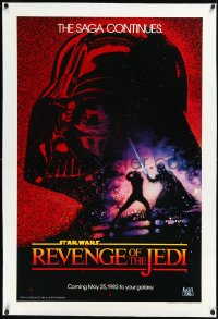 2a1021 RETURN OF THE JEDI linen dated teaser 1sh 1983 George Lucas' Revenge of the Jedi, Struzan art!