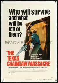 2a1067 TEXAS CHAINSAW MASSACRE linen Bryanston 1sh 1974 Tobe Hooper cult classic slasher horror!