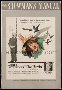 2b0064 BIRDS pressbook 1963 Alfred Hitchcock, Tippi Hedren, classic intense attack artwork!