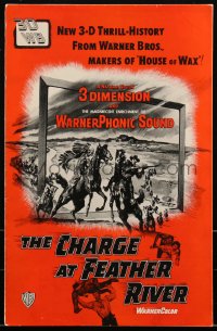 2b0078 CHARGE AT FEATHER RIVER 3D pressbook 1953 great 3-D artwork of cowboys riding off the screen!