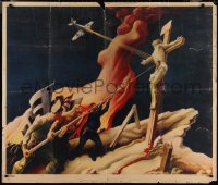 2b0029 YEAR OF PERIL 40x47 WWII war poster 1942 Benton art, soldiers attacking Jesus on cross, rare!