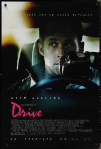 2c0953 DRIVE advance DS 1sh 2011 cool image of Ryan Gosling in car, directed by Nicolas Winding Refn!