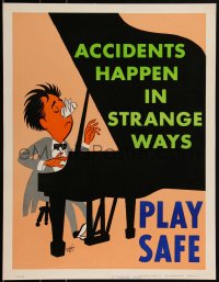 2c0029 ACCIDENTS HAPPEN IN STRANGE WAYS 17x22 motivational poster 1950s Kauf, pianist w/broken nose!