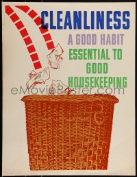 2c0031 CLEANLINESS A GOOD HABIT ESSENTIAL TO GOOD HOUSEKEEPING 17x22 motivational poster 1950s cool!