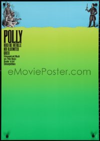 2c0048 POLLY 24x33 German stage poster 1970s art of a duel over huge open field by Holger Matthies!