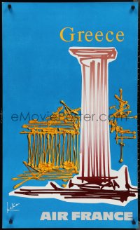 2c0006 AIR FRANCE GREECE 24x40 French travel poster 1968 great Georges Mathieu art of ruins & more!