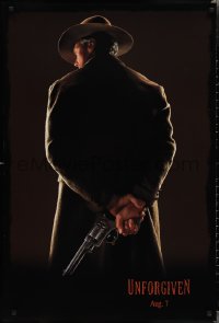 2c1462 UNFORGIVEN teaser DS 1sh 1992 image of gunslinger Clint Eastwood w/back turned, dated design!