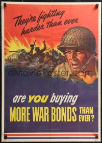 2c0028 THEY'RE FIGHTING HARDER THAN EVER 20x28 WWII war poster 1943 Hewitt artwork of soldier!
