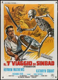 2f0056 7th VOYAGE OF SINBAD Italian 1p R1976 Harryhausen fantasy classic, different monster art!