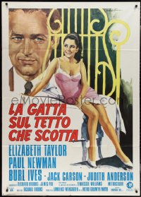 2f0059 CAT ON A HOT TIN ROOF Italian 1p R1974 art of Liz Taylor & Paul Newman by Averardo Ciriello!