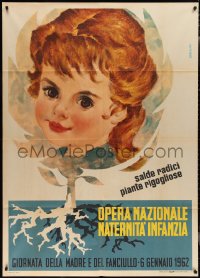 2f0022 OPERA NAZIONALE MATERNITA E INFANZIA 39x55 Italian special poster 1962 Gregori art, rare!