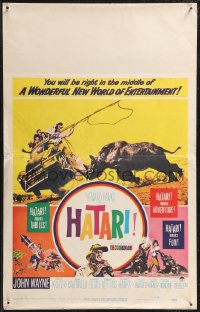 2f0030 HATARI WC 1962 Howard Hawks, great Frank McCarthy art of John Wayne in Africa, rare!