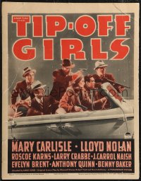 2f0039 TIP-OFF GIRLS WC 1938 Mary Carlisle, Lloyd Nolan, Anthony Quinn & gangsters in car, rare!