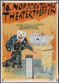 2g0039 16 NORDDEUTSCHES THEATERTREFFEN 33x47 German stage poster 1989 actors with theater masks!