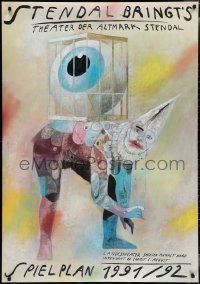 2g0044 STENDAL BRINGT'S 33x47 German stage poster 1991 Wiktor Sadowski art of clown and eye!