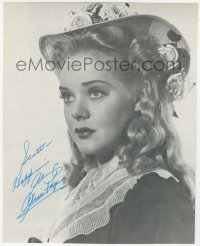 2h0360 ALICE FAYE signed book page 1970s head & shoulders portrait wearing pretty rose hat!