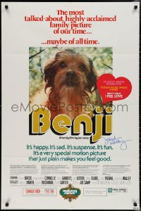 2h0254 BENJI signed 26x39 1sh R1975 by Deborah Walley, movie that just plains makes you feel good!