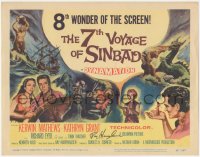2h0367 7th VOYAGE OF SINBAD signed TC 1958 by Ray Harryhausen, great art montage, fantasy classic!