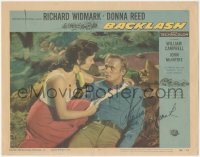 2h0401 BACKLASH signed LC #7 1956 by Richard Widmark, who's getting bandaged by Donna Reed!