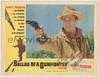 2h0403 BALLAD OF A GUNFIGHTER signed LC #2 1963 by Marty Robbins, great close up pointing gun!