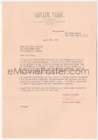 2h0013 ARLENE DAHL signed letter 1957 she asked for $5,000 plus 1st class transport & hotel for two!