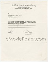 2h0064 TONY DANZA signed letter 1990 donated one of his Who's The Boss scripts to a charity!