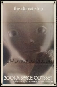 2j0944 2001: A SPACE ODYSSEY 1sh R1974 Stanley Kubrick, c/u of star child, the ultimate trip!