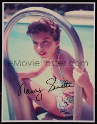 2j0022 NANCY SINATRA signed color 8.5x11 REPRO photo 1980s includes vintage record to frame it with!