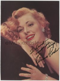 2j0047 ELEANOR PARKER signed book page 1980s great smiling portrait wearing diamonds & pearls!