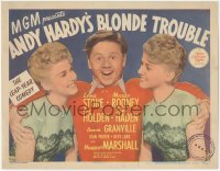 2j1292 ANDY HARDY'S BLONDE TROUBLE TC 1944 Mickey Rooney between twins Lee Wilde and Lyn Wilde!