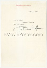 2j0040 KATHARINE HEPBURN signed letter 1976 thank you note on her personal stationery!
