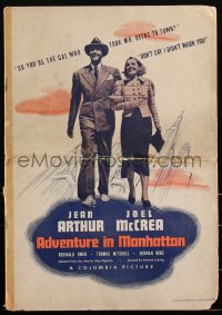 2j0639 ADVENTURE IN MANHATTAN pressbook 1936 Jean Arthur & Joel McCrea in New York City, very rare!