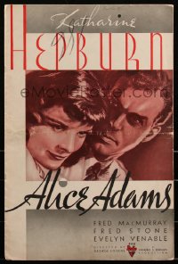 2j0643 ALICE ADAMS pressbook 1935 Katharine Hepburn, Fred MacMurray, George Stevens, ultra rare!