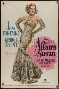 2p0664 AFFAIRS OF SUSAN 1sh 1945 full-length image of sexy Joan Fontaine in pretty dress!