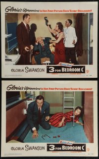 2p1541 3 FOR BEDROOM C 2 LCs 1952 James Warren, Fred Clark & glamorous Gloria Swanson!