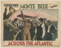2p1170 ACROSS THE ATLANTIC LC 1928 crowd stares at pilot Monte Blue pointing to the sky, rare!