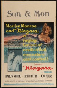 2p0080 NIAGARA WC 1953 classic art of giant sexy Marilyn Monroe on famous waterfall + added image!