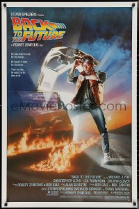 2r0841 BACK TO THE FUTURE studio style 1sh 1985 art of Michael J. Fox & Delorean by Drew Struzan!