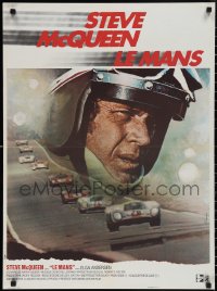 2r0323 LE MANS French 23x31 1971 race car driver McQueen & cars on track by Ferracci, ultra rare!