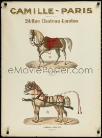 2r0002 CAMILLE-PARIS 22x30 French advertising poster 1900s two horses with tack and more!
